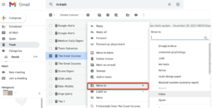 right-click menu of the desired email and then select Inbox